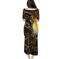 Papua New Guinea and Indonesia Batik Puletasi Bird of Paradise with Tribal Batik Patterns