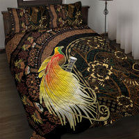 Papua New Guinea and Indonesia Batik Quilt Bed Set Bird of Paradise with Tribal Batik Patterns