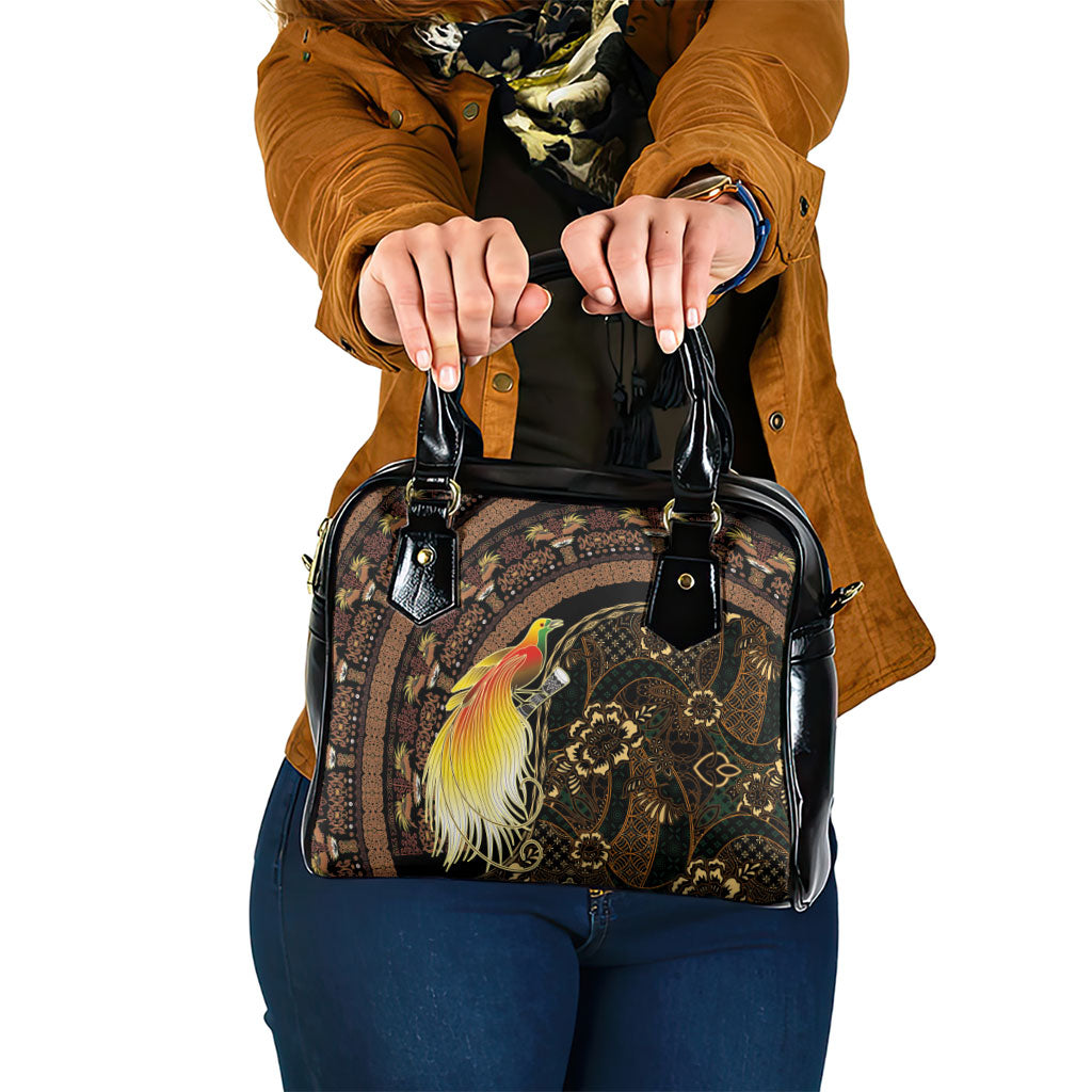 Papua New Guinea and Indonesia Batik Shoulder Handbag Bird of Paradise with Tribal Batik Patterns
