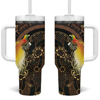 Papua New Guinea and Indonesia Batik Tumbler With Handle Bird of Paradise with Tribal Batik Patterns