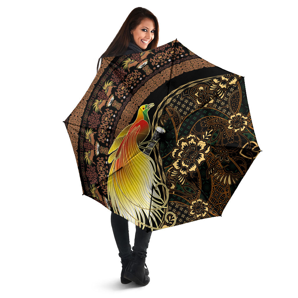 Papua New Guinea and Indonesia Batik Umbrella Bird of Paradise with Tribal Batik Patterns