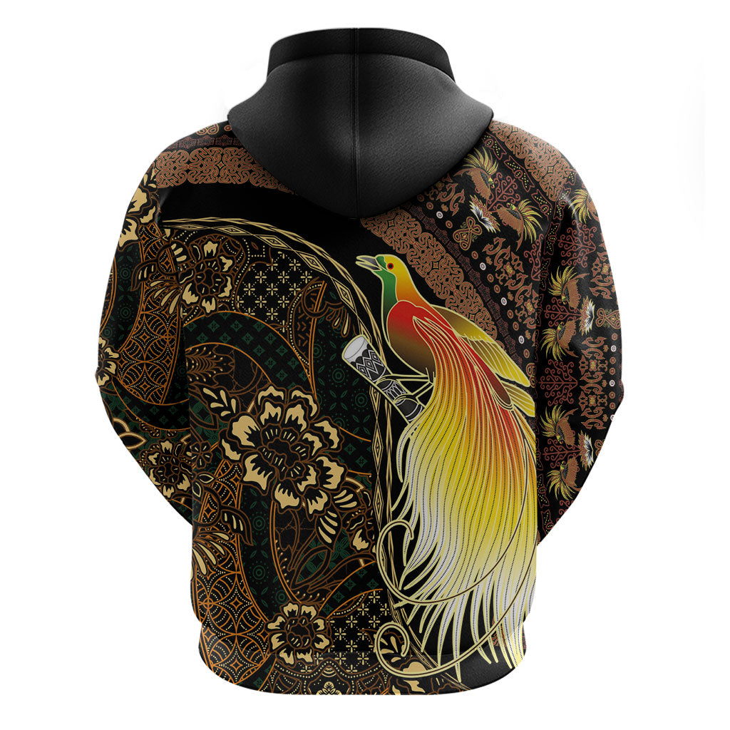 Papua New Guinea and Indonesia Batik Zip Hoodie Bird of Paradise with Tribal Batik Patterns