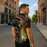 Papua New Guinea and Indonesia Batik Zipper Polo Shirt Bird of Paradise with Tribal Batik Patterns