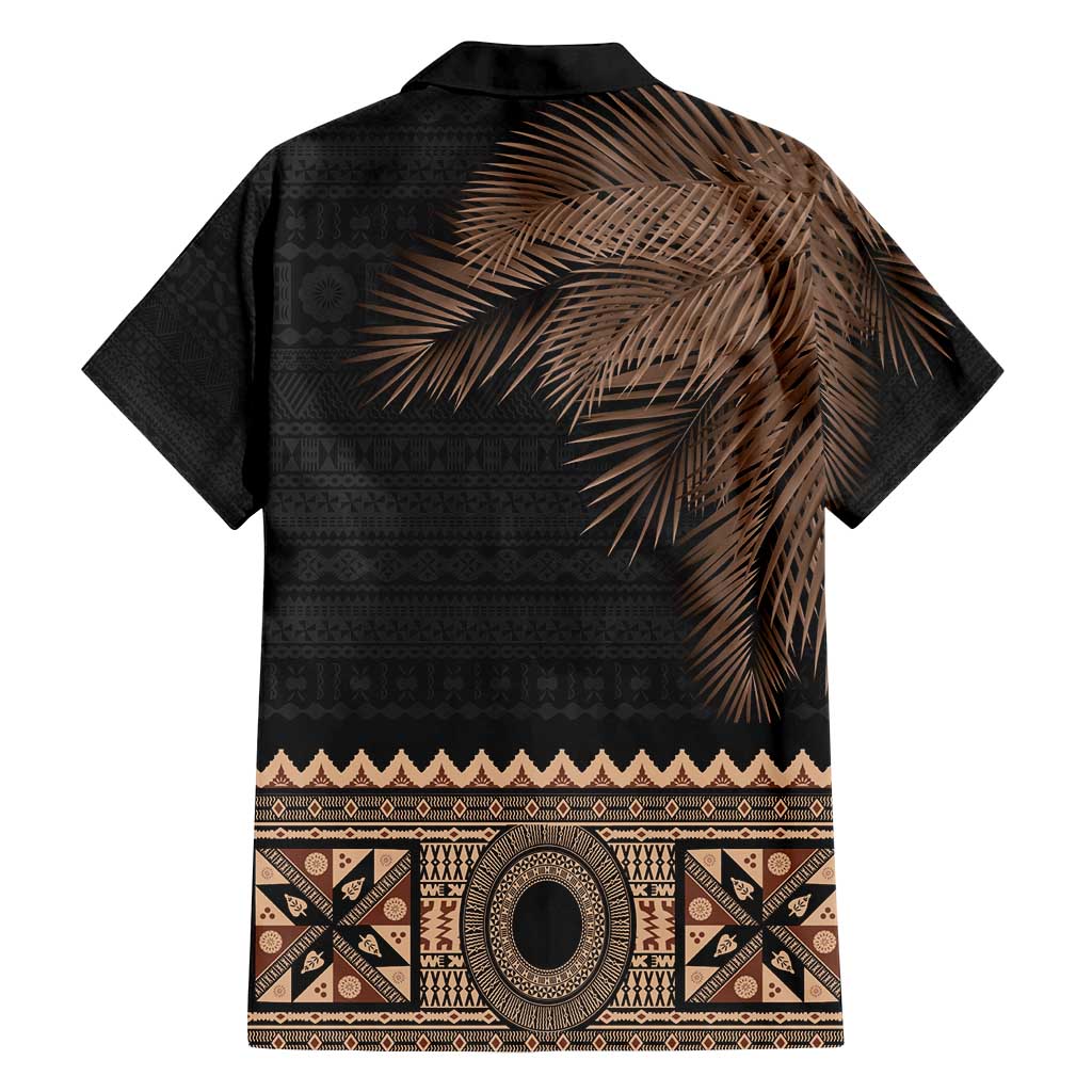 Fiji Palm Leaves Family Matching Off Shoulder Maxi Dress and Hawaiian Shirt Masi and Tapa Tribal Pattern Beige Color LT03 - Polynesian Pride