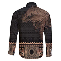 Fiji Palm Leaves Family Matching Off Shoulder Maxi Dress and Hawaiian Shirt Masi and Tapa Tribal Pattern Beige Color LT03 - Polynesian Pride