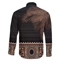 Fiji Palm Leaves Family Matching Off Shoulder Short Dress and Hawaiian Shirt Masi and Tapa Tribal Pattern Beige Color LT03 - Polynesian Pride