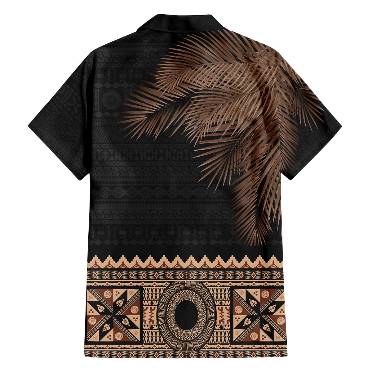 Fiji Palm Leaves Family Matching Puletasi and Hawaiian Shirt Masi and Tapa Tribal Pattern Beige Color LT03 - Polynesian Pride