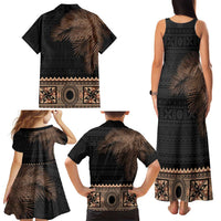 Fiji Palm Leaves Family Matching Tank Maxi Dress and Hawaiian Shirt Masi and Tapa Tribal Pattern Beige Color LT03 - Polynesian Pride