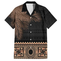 Fiji Palm Leaves Family Matching Tank Maxi Dress and Hawaiian Shirt Masi and Tapa Tribal Pattern Beige Color LT03 Dad's Shirt - Short Sleeve Beige - Polynesian Pride