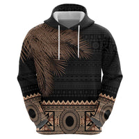 Fiji Palm Leaves Hoodie Masi and Tapa Tribal Pattern Beige Color LT03 - Polynesian Pride