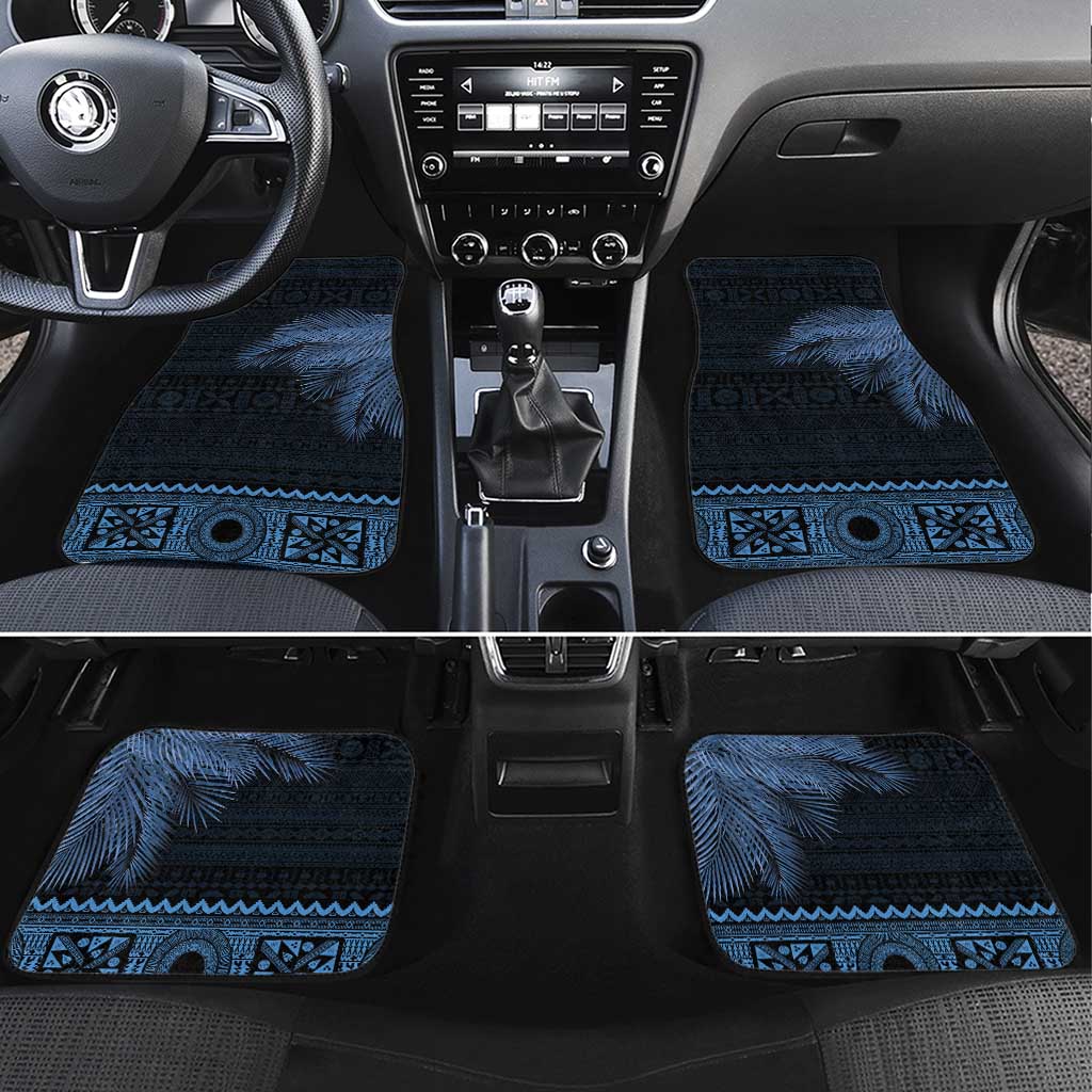 Fiji Palm Leaves Car Mats Masi and Tapa Tribal Pattern Blue Color LT03 Set 4pcs Blue - Polynesian Pride