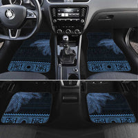 Fiji Palm Leaves Car Mats Masi and Tapa Tribal Pattern Blue Color LT03 Set 4pcs Blue - Polynesian Pride