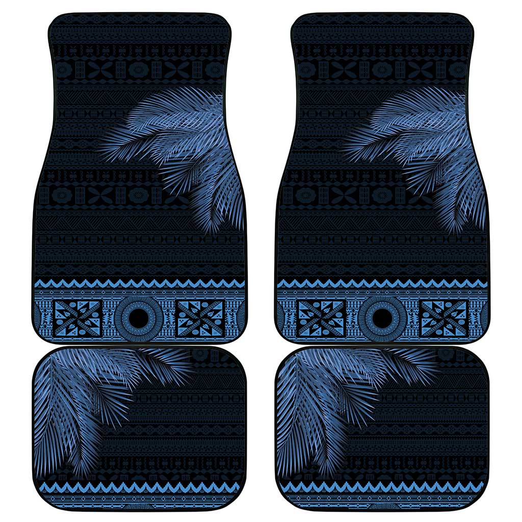 Fiji Palm Leaves Car Mats Masi and Tapa Tribal Pattern Blue Color LT03 - Polynesian Pride