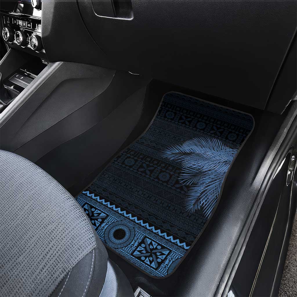 Fiji Palm Leaves Car Mats Masi and Tapa Tribal Pattern Blue Color LT03 - Polynesian Pride