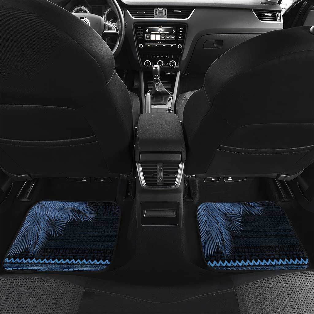 Fiji Palm Leaves Car Mats Masi and Tapa Tribal Pattern Blue Color LT03 Set 2pcs - Back Blue - Polynesian Pride