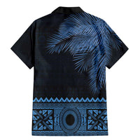 Fiji Palm Leaves Family Matching Mermaid Dress and Hawaiian Shirt Masi and Tapa Tribal Pattern Blue Color LT03 - Polynesian Pride