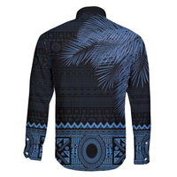 Fiji Palm Leaves Family Matching Tank Maxi Dress and Hawaiian Shirt Masi and Tapa Tribal Pattern Blue Color LT03 - Polynesian Pride