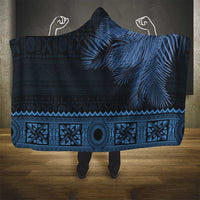 Fiji Palm Leaves Hooded Blanket Masi and Tapa Tribal Pattern Blue Color LT03 - Polynesian Pride