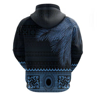 Fiji Palm Leaves Hoodie Masi and Tapa Tribal Pattern Blue Color LT03 - Polynesian Pride