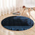 Fiji Palm Leaves Round Carpet Masi and Tapa Tribal Pattern Blue Color