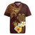 Polynesian Turtle Rugby Jersey Plumeria Hibiscus Pattern Oxblood