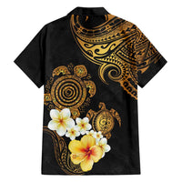 Polynesian Turtle Family Matching Long Sleeve Bodycon Dress and Hawaiian Shirt Plumeria Hibiscus Pattern Black Color LT03 - Polynesian Pride