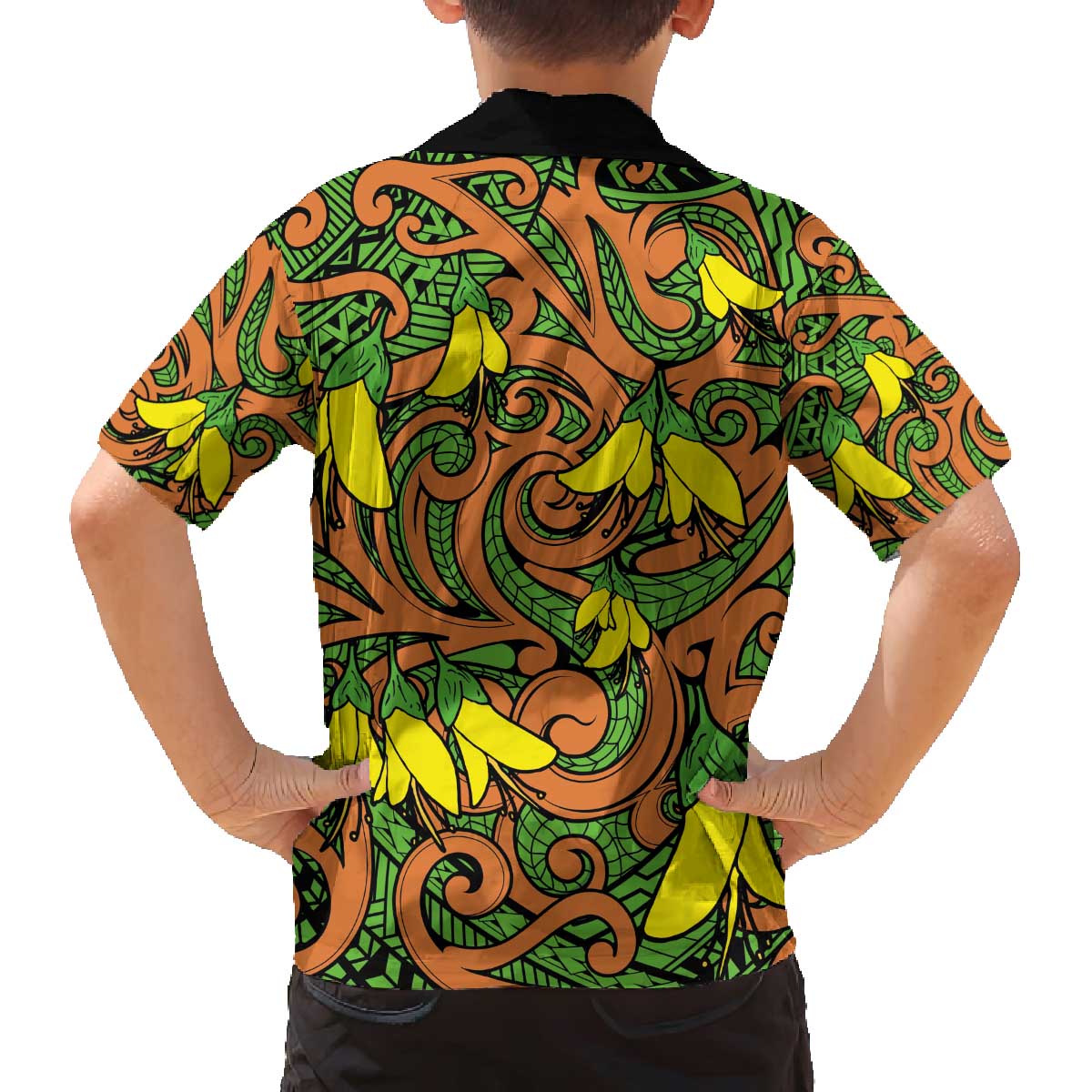 New Zealand Kowhai Flowers Family Matching Puletasi and Hawaiian Shirt Maori Koru Pattern LT03 - Polynesian Pride