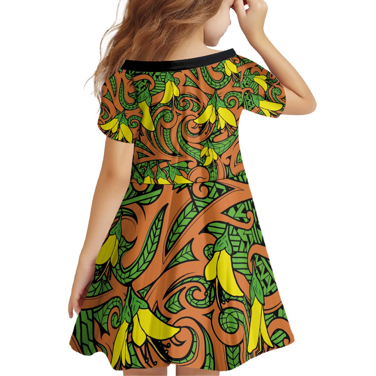New Zealand Kowhai Flowers Family Matching Puletasi and Hawaiian Shirt Maori Koru Pattern LT03 - Polynesian Pride