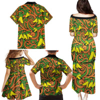 New Zealand Kowhai Flowers Family Matching Puletasi and Hawaiian Shirt Maori Koru Pattern LT03 - Polynesian Pride