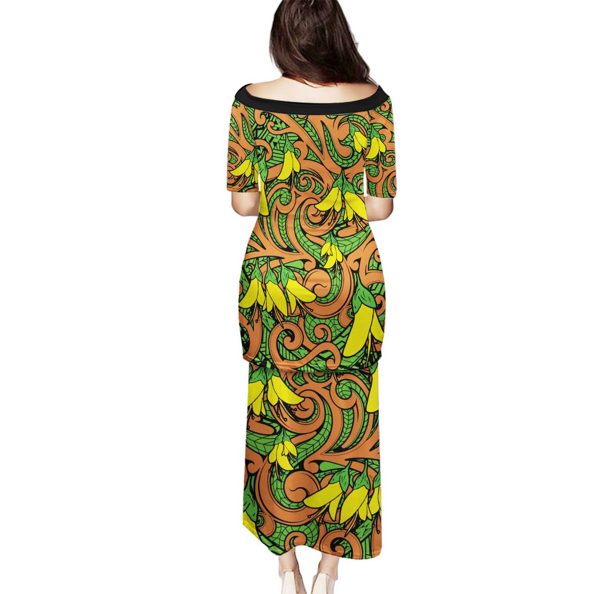 New Zealand Kowhai Flowers Family Matching Puletasi and Hawaiian Shirt Maori Koru Pattern LT03 - Polynesian Pride
