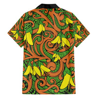 New Zealand Kowhai Flowers Family Matching Short Sleeve Bodycon Dress and Hawaiian Shirt Maori Koru Pattern LT03 - Polynesian Pride