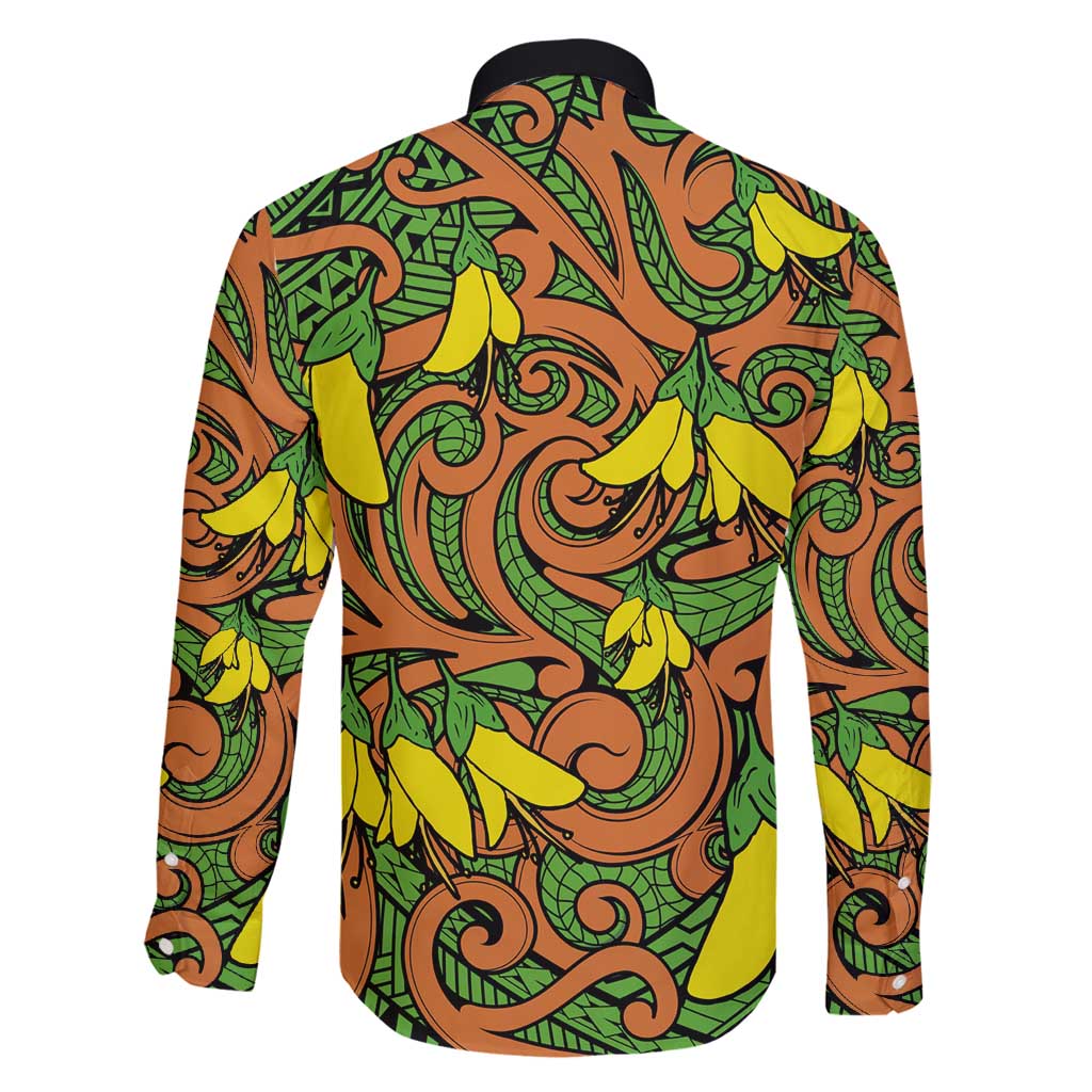 New Zealand Kowhai Flowers Family Matching Tank Maxi Dress and Hawaiian Shirt Maori Koru Pattern LT03 - Polynesian Pride