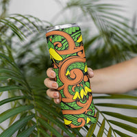 New Zealand Kowhai Flowers Skinny Tumbler Maori Koru Pattern