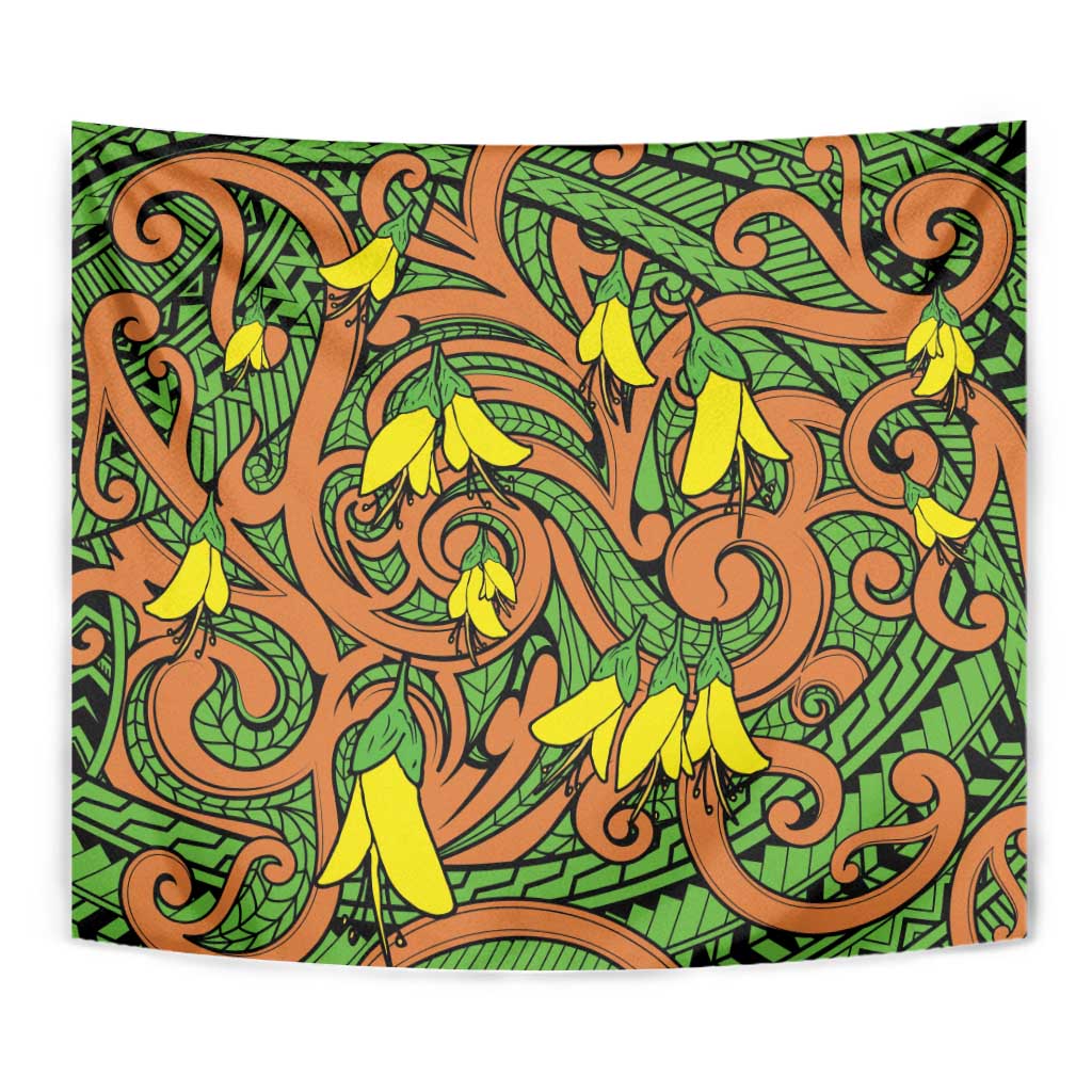 New Zealand Kowhai Flowers Tapestry Maori Koru Pattern
