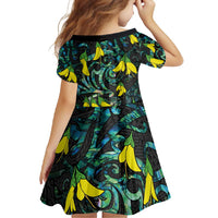 New Zealand Kowhai Flowers Family Matching Off Shoulder Maxi Dress and Hawaiian Shirt Maori Koru Pattern With Paua Shell Style LT03 - Polynesian Pride