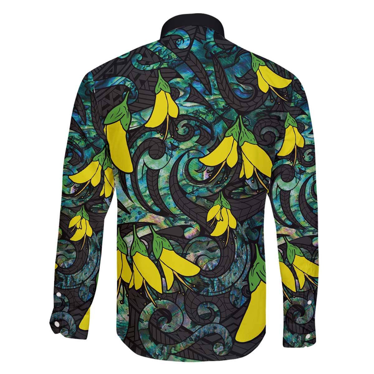 New Zealand Kowhai Flowers Family Matching Puletasi and Hawaiian Shirt Maori Koru Pattern With Paua Shell Style LT03 - Polynesian Pride