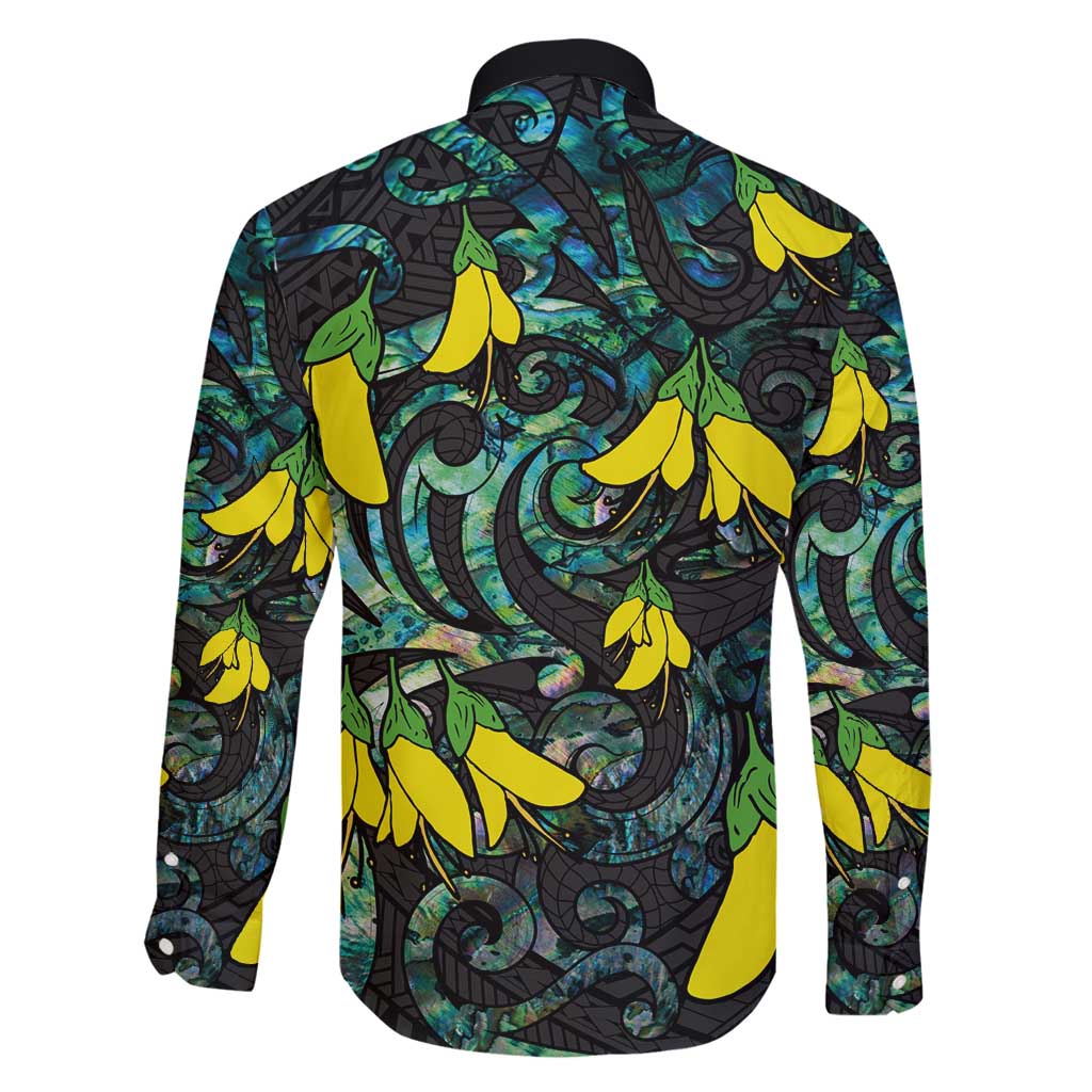 New Zealand Kowhai Flowers Family Matching Tank Maxi Dress and Hawaiian Shirt Maori Koru Pattern With Paua Shell Style LT03 - Polynesian Pride