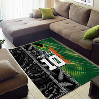 Custom Aotearoa South Africa Rugby Freedom Cup Area Rug Maori Silver Fern Art and Sporty Flag SA LT03 - Polynesian Pride