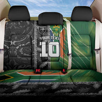 Custom Aotearoa South Africa Rugby Freedom Cup Back Car Seat Cover Maori Silver Fern Art and Sporty Flag SA LT03 One Size Black - Polynesian Pride