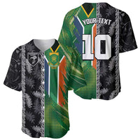 Custom Aotearoa South Africa Rugby Freedom Cup Baseball Jersey Maori Silver Fern Art and Sporty Flag SA LT03 - Polynesian Pride