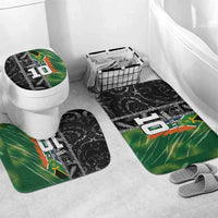 Custom Aotearoa South Africa Rugby Freedom Cup Bathroom Set Maori Silver Fern Art and Sporty Flag SA LT03 Mat Set Only (3 pcs) One Size Black - Polynesian Pride