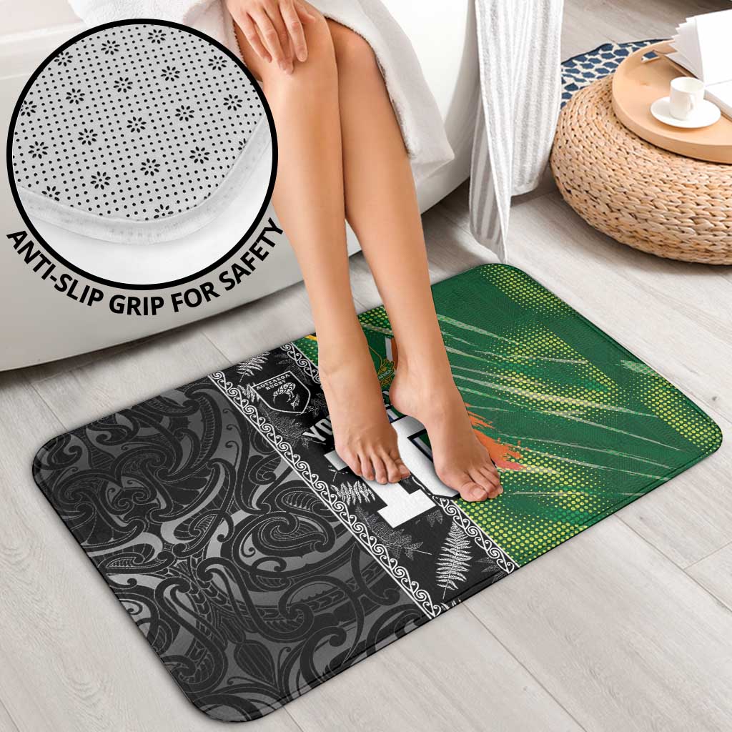 Custom Aotearoa South Africa Rugby Freedom Cup Bathroom Set Maori Silver Fern Art and Sporty Flag SA LT03 - Polynesian Pride