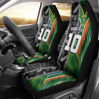 Custom Aotearoa South Africa Rugby Freedom Cup Car Seat Cover Maori Silver Fern Art and Sporty Flag SA LT03 - Polynesian Pride
