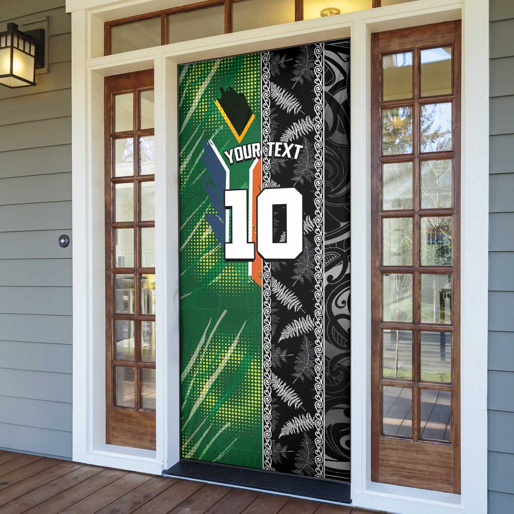 Custom Aotearoa South Africa Rugby Freedom Cup Door Cover Maori Silver Fern Art and Sporty Flag SA LT03 - Polynesian Pride