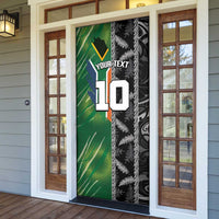Custom Aotearoa South Africa Rugby Freedom Cup Door Cover Maori Silver Fern Art and Sporty Flag SA LT03 - Polynesian Pride