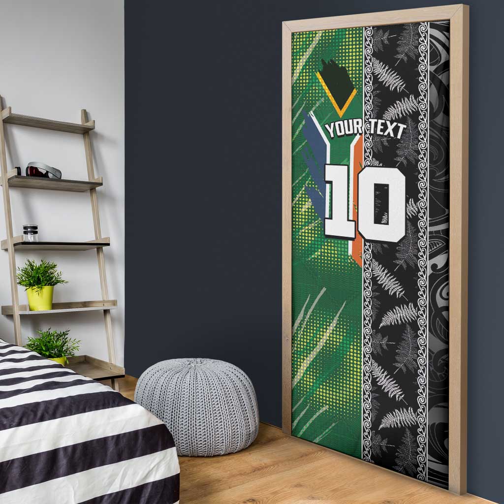 Custom Aotearoa South Africa Rugby Freedom Cup Door Cover Maori Silver Fern Art and Sporty Flag SA LT03 - Polynesian Pride