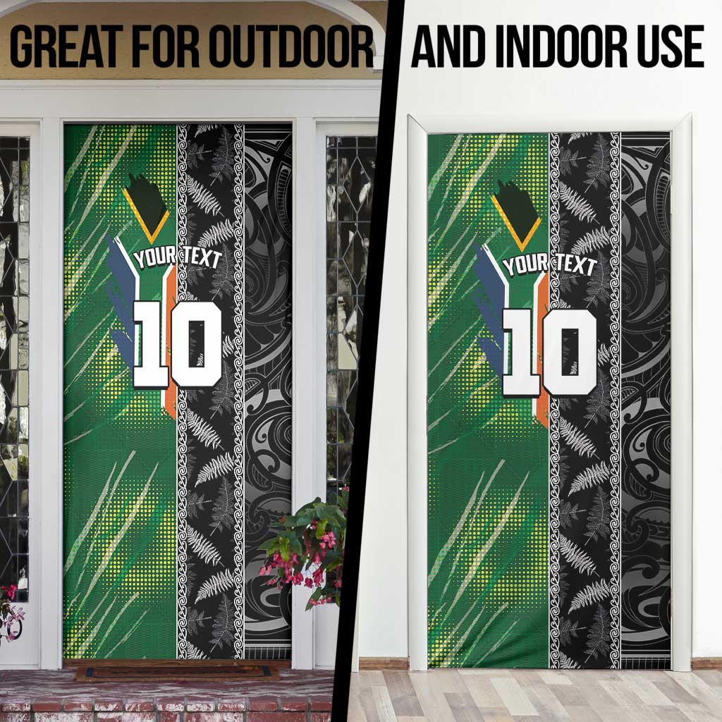 Custom Aotearoa South Africa Rugby Freedom Cup Door Cover Maori Silver Fern Art and Sporty Flag SA LT03 - Polynesian Pride