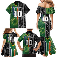 Custom Aotearoa South Africa Rugby Freedom Cup Family Matching Mermaid Dress and Hawaiian Shirt Maori Silver Fern Art and Sporty Flag SA LT03 - Polynesian Pride