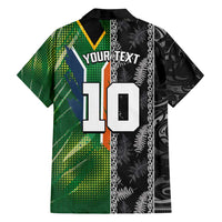 Custom Aotearoa South Africa Rugby Freedom Cup Family Matching Puletasi and Hawaiian Shirt Maori Silver Fern Art and Sporty Flag SA - Polynesian Pride
