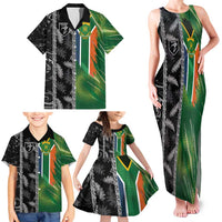 Custom Aotearoa South Africa Rugby Freedom Cup Family Matching Tank Maxi Dress and Hawaiian Shirt Maori Silver Fern Art and Sporty Flag SA LT03 - Polynesian Pride